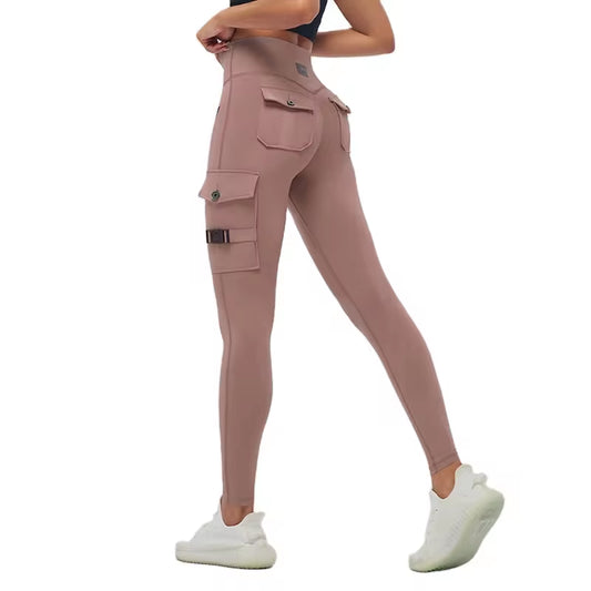 2023 New Design Custom Sportswear High Waist Cargo Fitness Hot Yoga Pants Leggings with Pockets